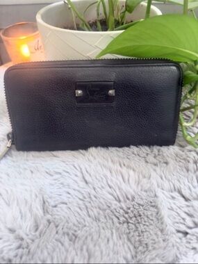 Christian Louboutin Black Pebbled Leather Zip Wallet
